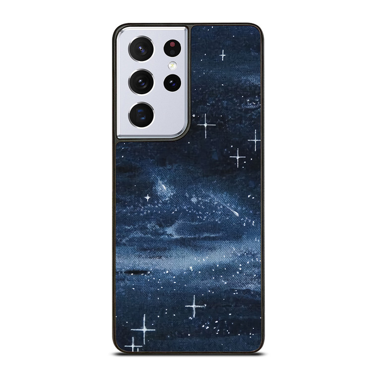 NAVY BLUE STAR FABRIC TEXTURE Samsung Galaxy S21 Ultra Case Cover