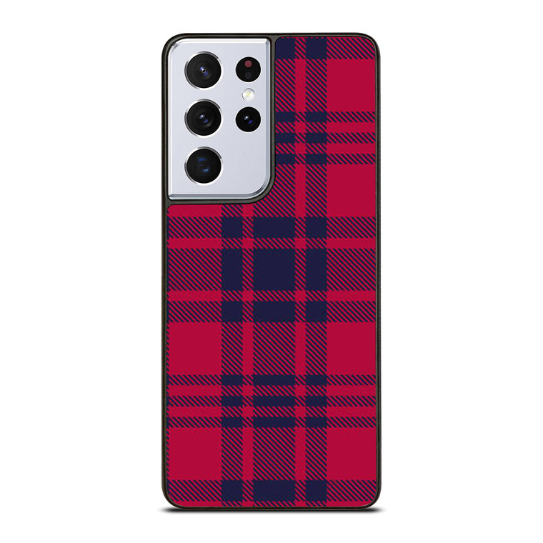 RED BLUE TARTAN PLAID PATTERN Samsung Galaxy S21 Ultra Case Cover