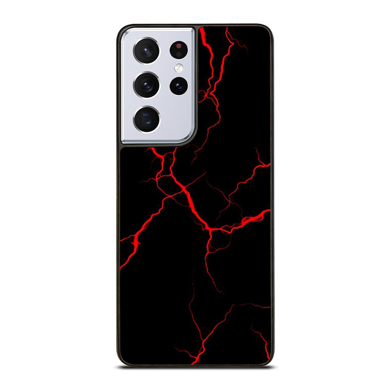 RED NEON LIGHTNING PATTERN Samsung Galaxy S21 Ultra Case Cover