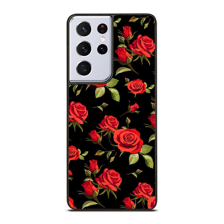 SEAMLESS RED ROSE PATTERN Samsung Galaxy S21 Ultra Case Cover SEAMLESS RED ROSE PATTERN Samsung Galaxy S21 Ultra Case Cover