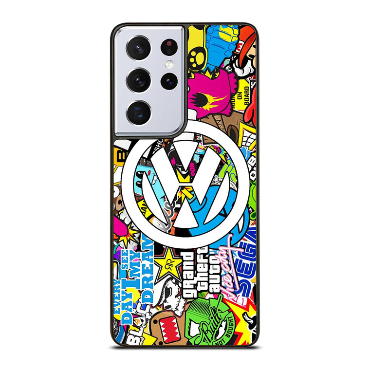 VW STICKER BOMB LOGO Samsung Galaxy S21 Ultra Case Cover