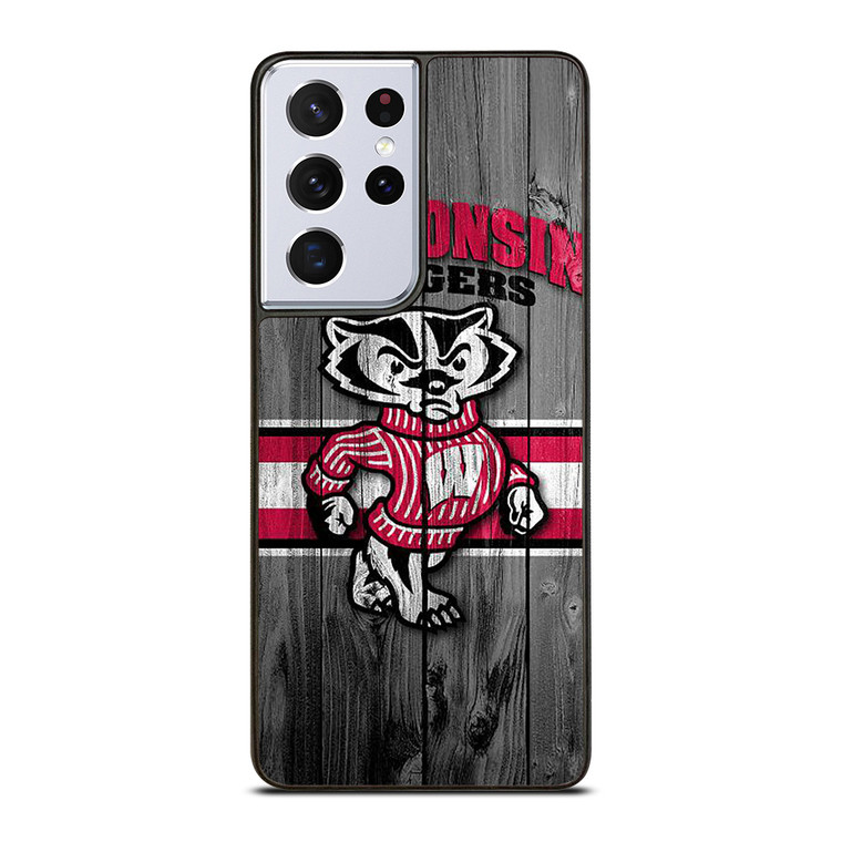 WISCONSIN BADGER WOODEN LOGO Samsung Galaxy S21 Ultra Case Cover