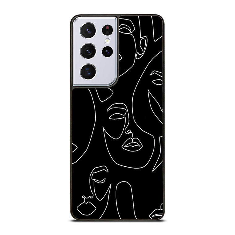WOMAN FACE SKETCH PATTERN Samsung Galaxy S21 Ultra Case Cover