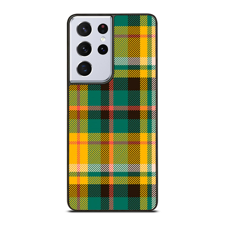 YELLOW GREEN TARTAN PATTERN Samsung Galaxy S21 Ultra Case Cover