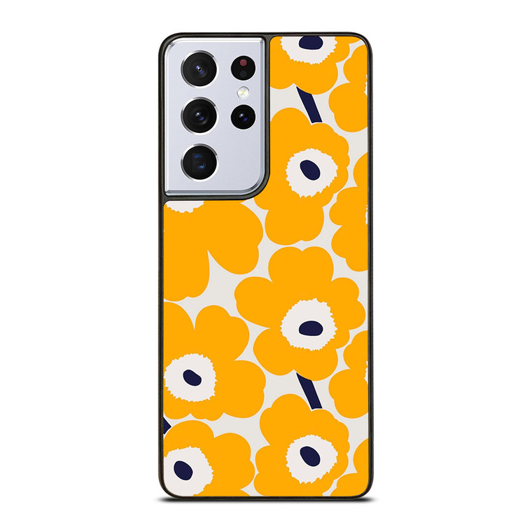 YELLOW RETRO FLORAL PATTERN Samsung Galaxy S21 Ultra Case Cover