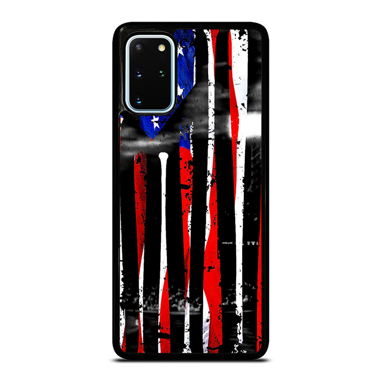 USA FLAG AMERICAN BASEBALL BLACK WHITE Samsung Galaxy S20 Plus Case Cover
