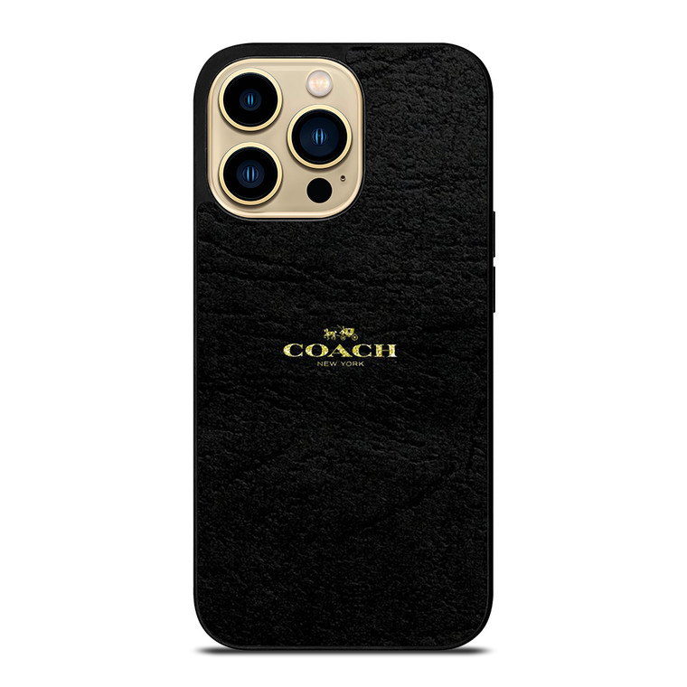 COACH NEW YORK BLACK LEATHER iPhone 14 Pro Max Case Cover