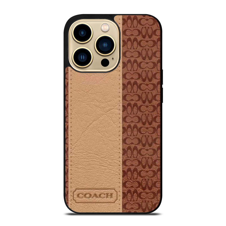 COACH NEW YORK BROWN LEATHER iPhone 14 Pro Max Case Cover