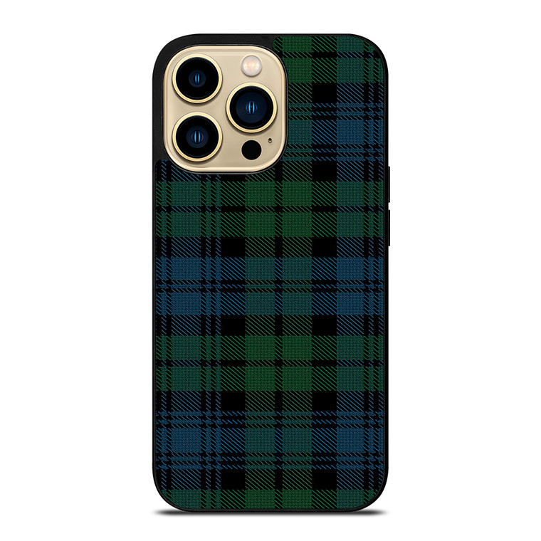 GREEN BLUE TARTAN PATTERN iPhone 14 Pro Max Case Cover