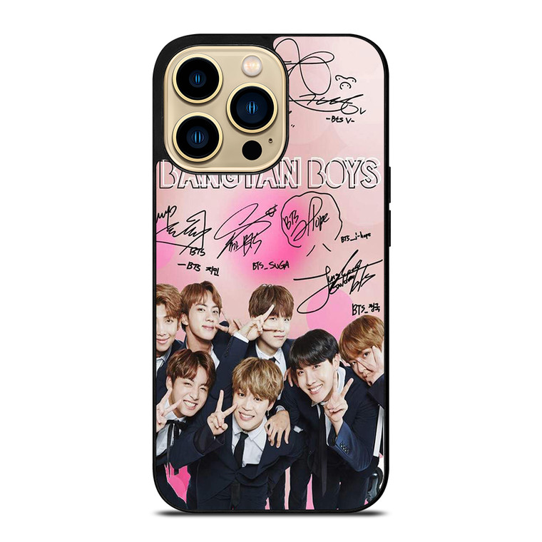 KPOP BTS LOVE PINK SIGNATURE iPhone 14 Pro Max Case Cover