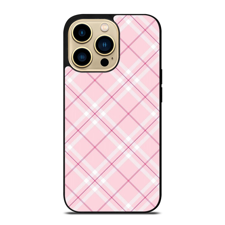 LIGHT PINK PLAID PATTERN iPhone 14 Pro Max Case Cover