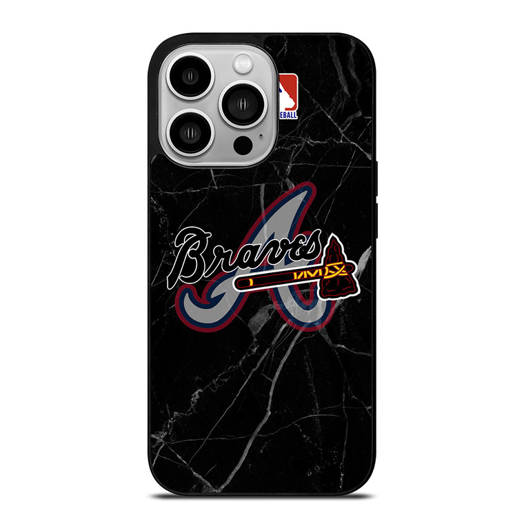 ATLANTA BRAVES BLACK MARBLE LOGO iPhone 14 Pro Case Cover