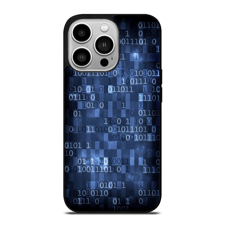 BLUE STYLISH BINARY CODE iPhone 14 Pro Case Cover