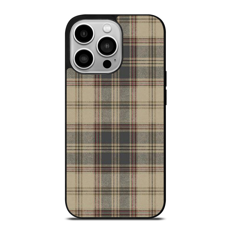 BROWN TARTAN PLAID PATTERN iPhone 14 Pro Case Cover