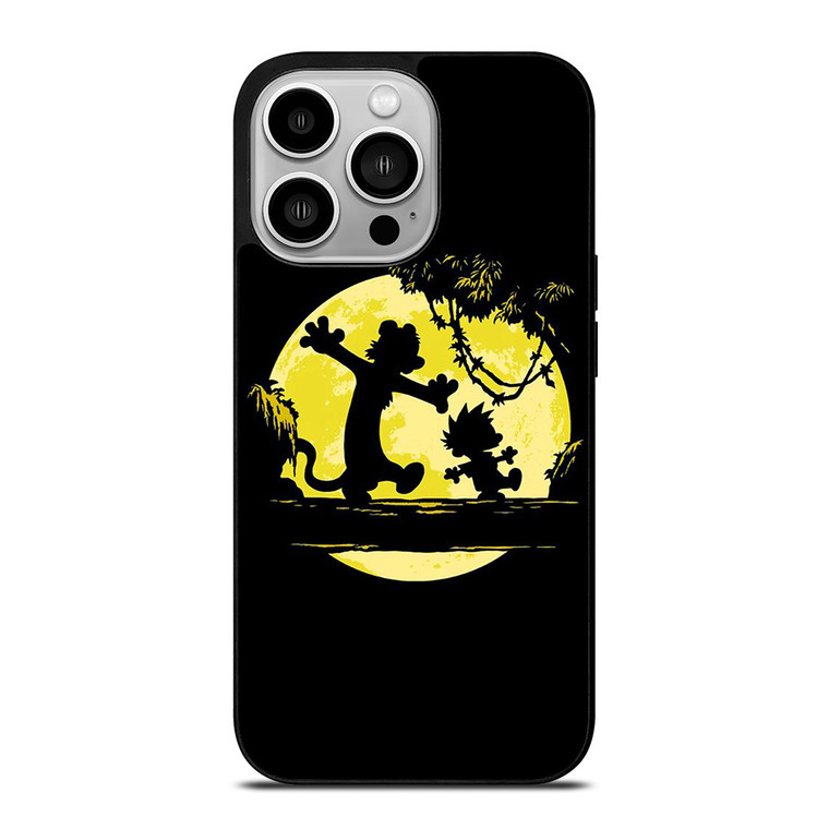 CALVIN AND HOBBES BLACK CARTOON iPhone 14 Pro Case Cover