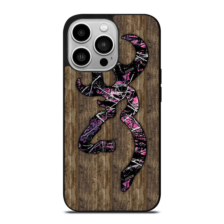CAMO BROWNING PINK WOOD iPhone 14 Pro Case Cover