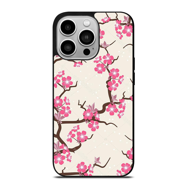 CHERRY BLOSSOM FLOWERS PATTERN iPhone 14 Pro Case Cover