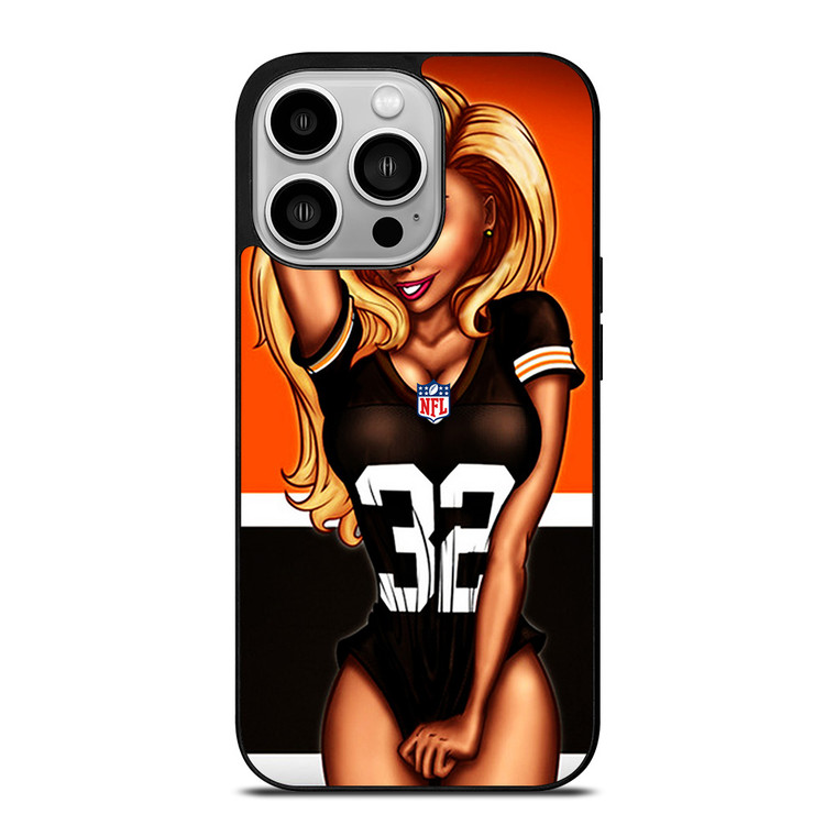 CLEVELAND BROWNS NFL CARTOON GIRL iPhone 14 Pro Case Cover
