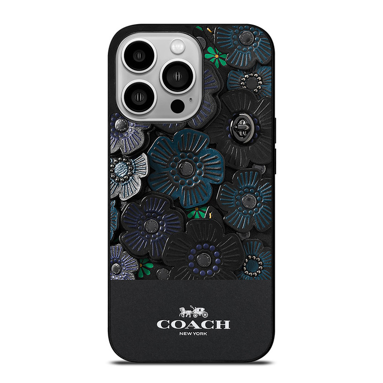 COACH NEW YORK BLACK TEA ROSE iPhone 14 Pro Case Cover