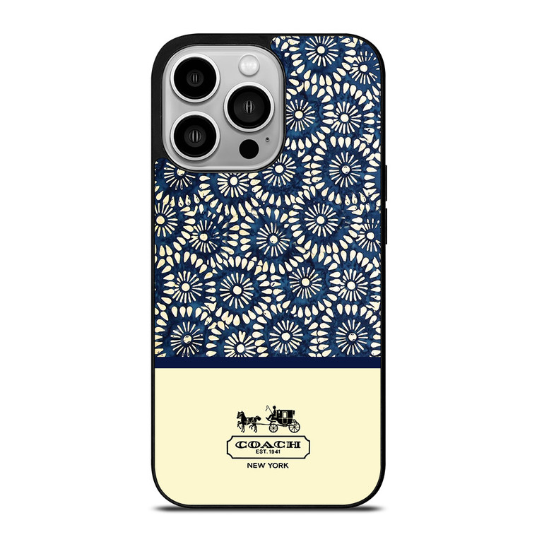COACH NEW YORK BLUE FLORAL BATIK iPhone 14 Pro Case Cover