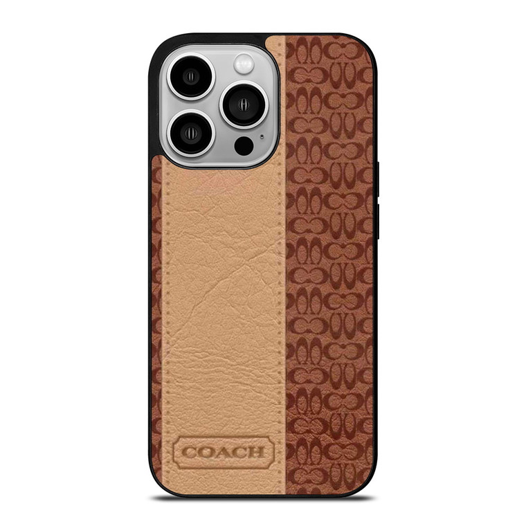 COACH NEW YORK BROWN LEATHER iPhone 14 Pro Case Cover