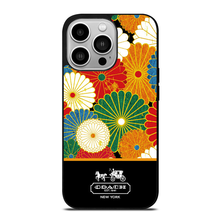 COACH NEW YORK COLORFUL FLORAL LOGO iPhone 14 Pro Case Cover
