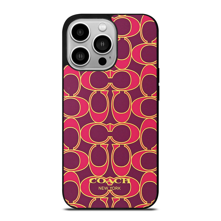 COACH NEW YORK PINK GOLD iPhone 14 Pro Case Cover