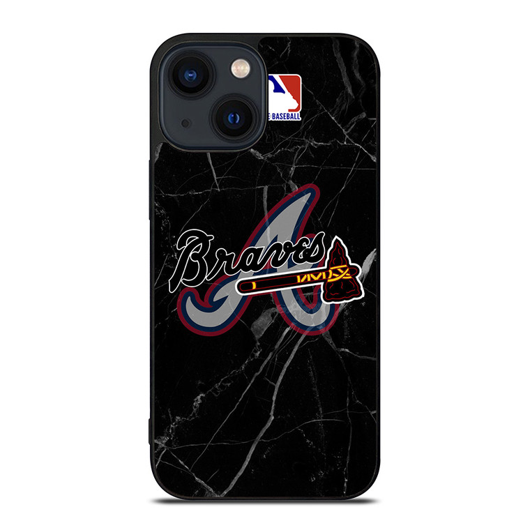ATLANTA BRAVES BLACK MARBLE LOGO iPhone 14 Plus Case Cover