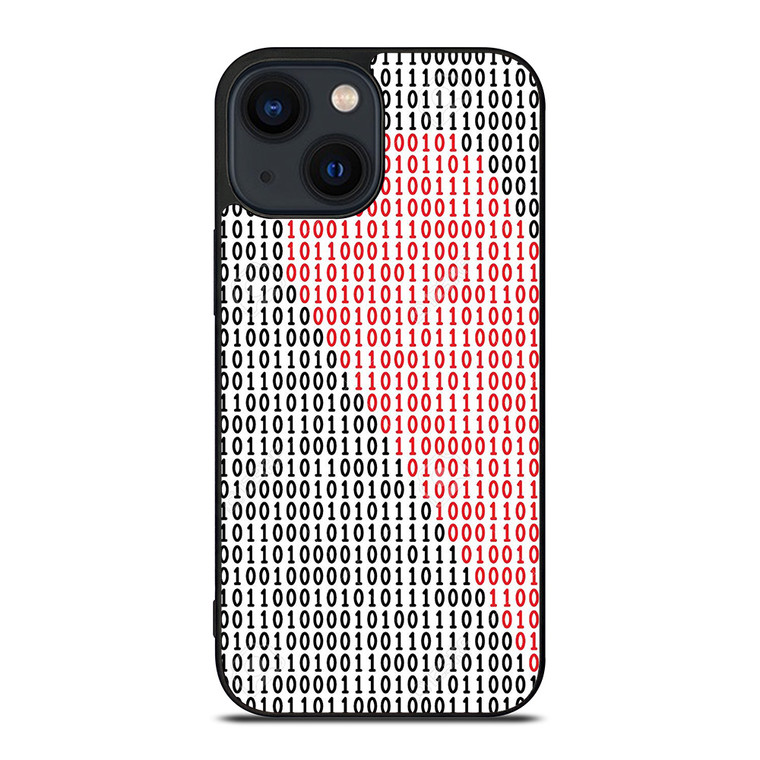BINARY CODE HALF HEART PATTERN iPhone 14 Plus Case Cover