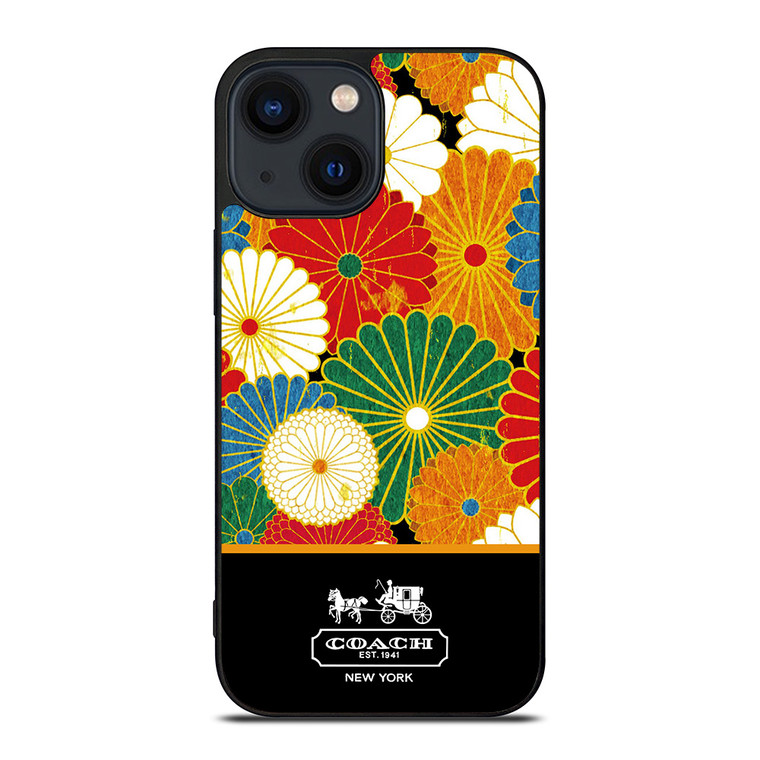 COACH NEW YORK COLORFUL FLORAL LOGO iPhone 14 Plus Case Cover
