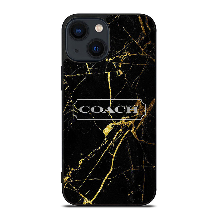 COACH NEW YORK GOLD MARBLE iPhone 14 Plus Case Cover