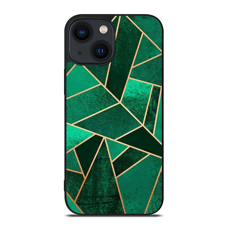 EMERALD AND COPPER GEOMETRIC PATTERN iPhone 14 Plus Case Cover
