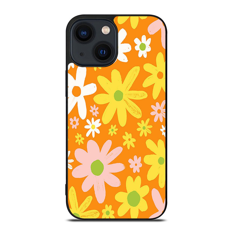 FLOWER POWER ORANGE PATTERN iPhone 14 Plus Case Cover