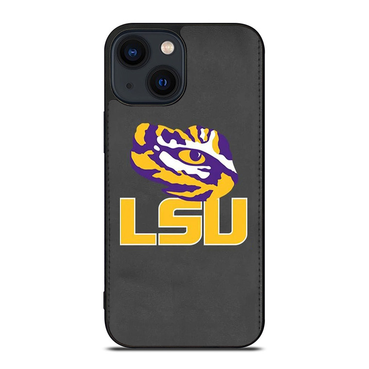 LSU TIGERS LEATHER LOGO iPhone 14 Plus Case Cover