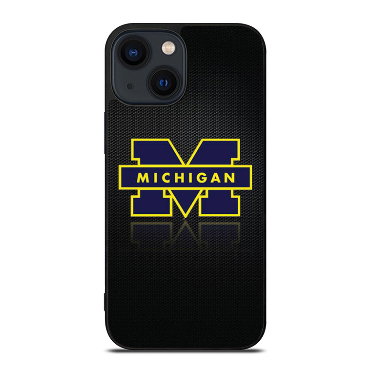 MICHIGAN WOLVERINES METAL LOGO iPhone 14 Plus Case Cover