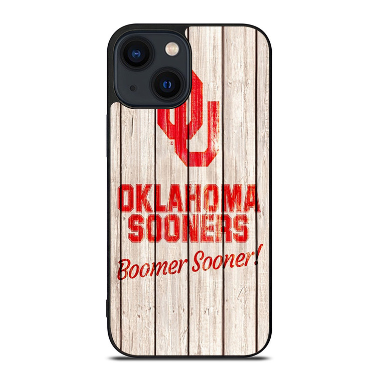 OKLAHOMA SOONERS WOODEN LOGO iPhone 14 Plus Case Cover