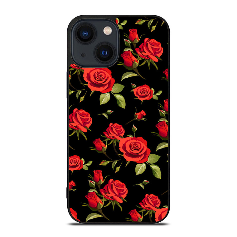 SEAMLESS RED ROSE PATTERN iPhone 14 Plus Case Cover