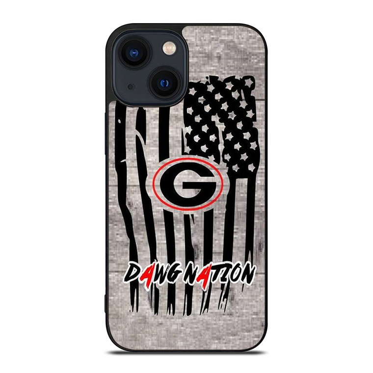 UNIVERSITY OF GEORGIA BULLDOGSWOODEN LOGO iPhone 14 Plus Case Cover