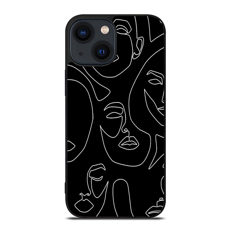 WOMAN FACE SKETCH PATTERN iPhone 14 Plus Case Cover