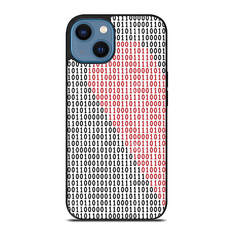 BINARY CODE HALF HEART PATTERN iPhone 14 Case Cover