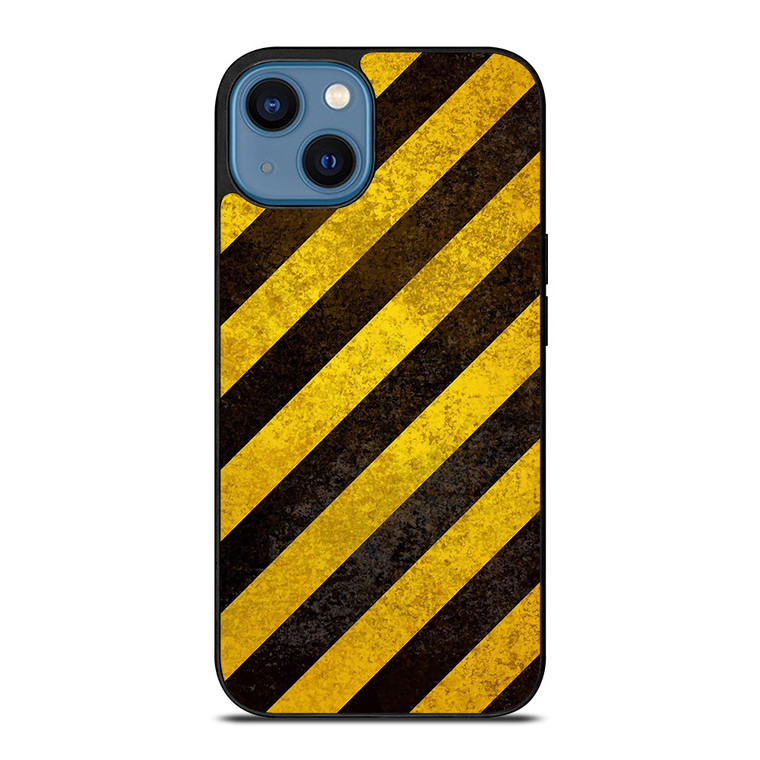 BLACK YELLOW POLICE LINE STRIPE iPhone 14 Case Cover