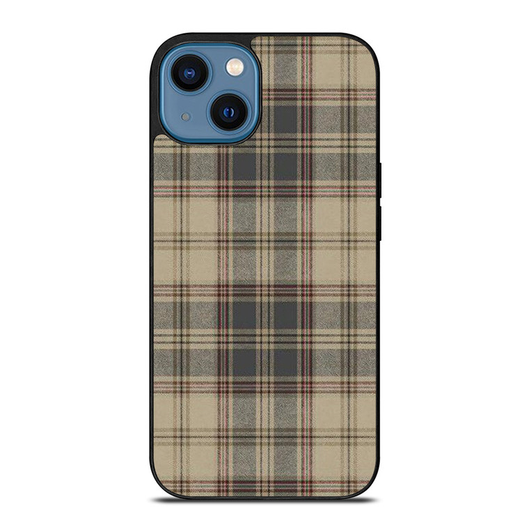 BROWN TARTAN PLAID PATTERN iPhone 14 Case Cover
