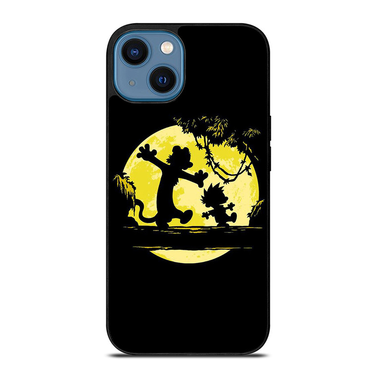 CALVIN AND HOBBES BLACK CARTOON iPhone 14 Case Cover