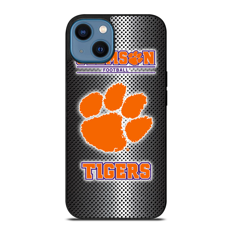 CLEMSON TIGERS METAL LOGO iPhone 14 Case Cover