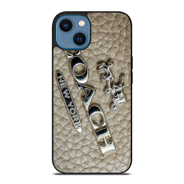 COACH NEW YORK LOGO ON LEATHER iPhone 14 Case Cover