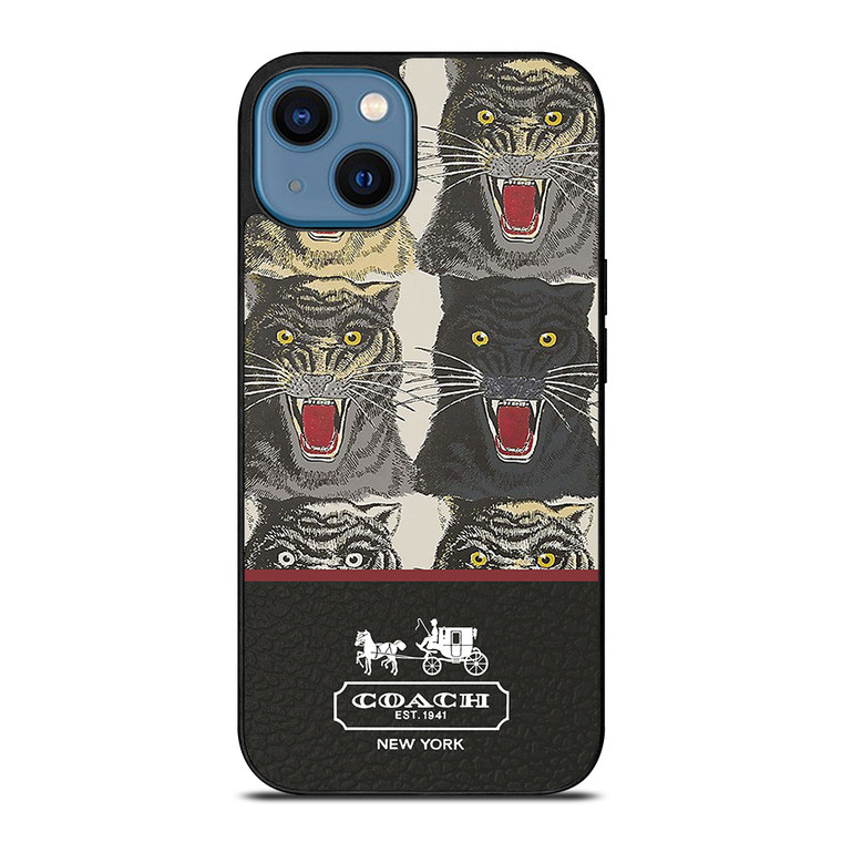 COACH NEW YORK TIGER FACE PATTERN iPhone 14 Case Cover