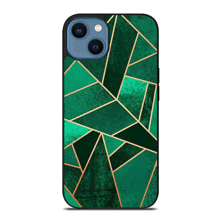 EMERALD AND COPPER GEOMETRIC PATTERN iPhone 14 Case Cover