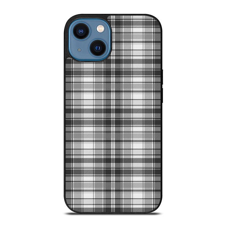 GREY CHECK FABRIC TEXTURES iPhone 14 Case Cover