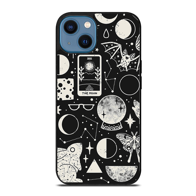 LUNAR PATTERN BLACK WHITE iPhone 14 Case Cover