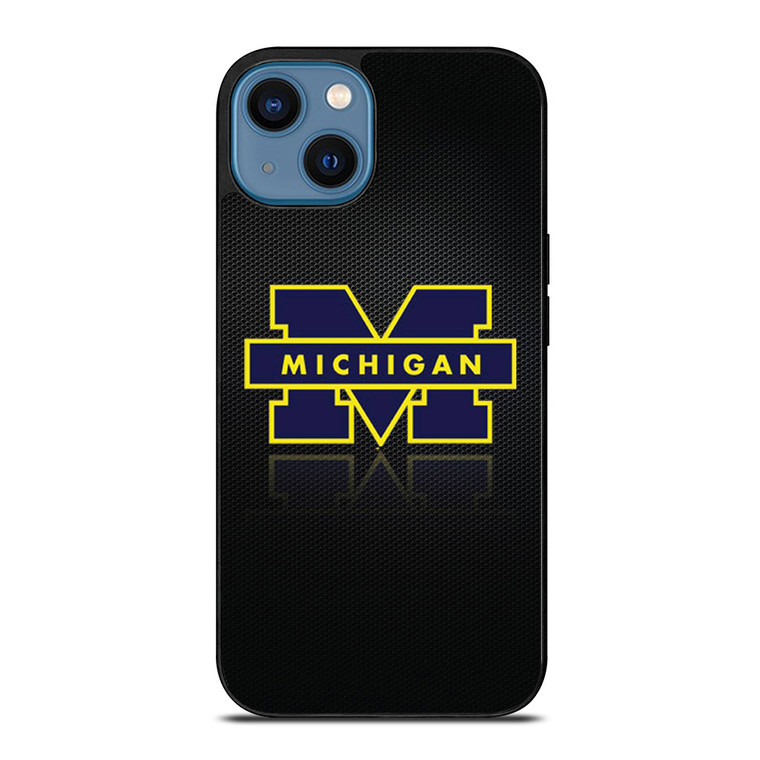 MICHIGAN WOLVERINES METAL LOGO iPhone 14 Case Cover